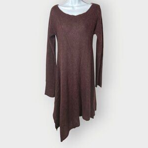 Free People Citadel Sweater Dress Tunic | L | Maroon Alpaca Blend | Semi Sheer